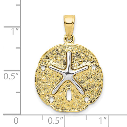 10K Two-Tone Two Tone Sand Dollar W/ Starfish Pendant
