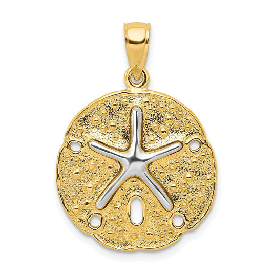 10K Two-Tone Two Tone Sand Dollar W/ Starfish Pendant