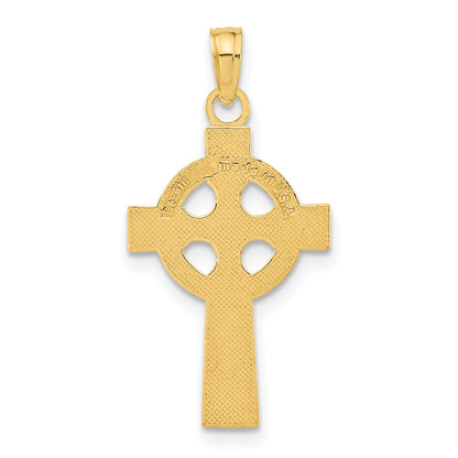 10K Yellow Gold Celtic Cross W/Eternity Circle Pendant