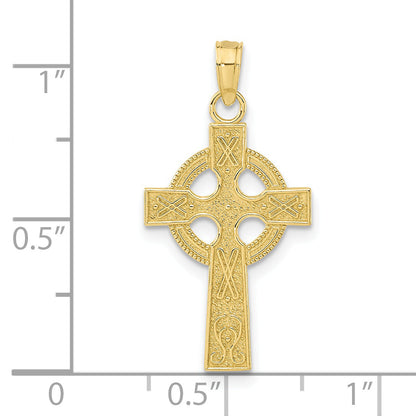 10K Yellow Gold Celtic Cross W/Eternity Circle Pendant