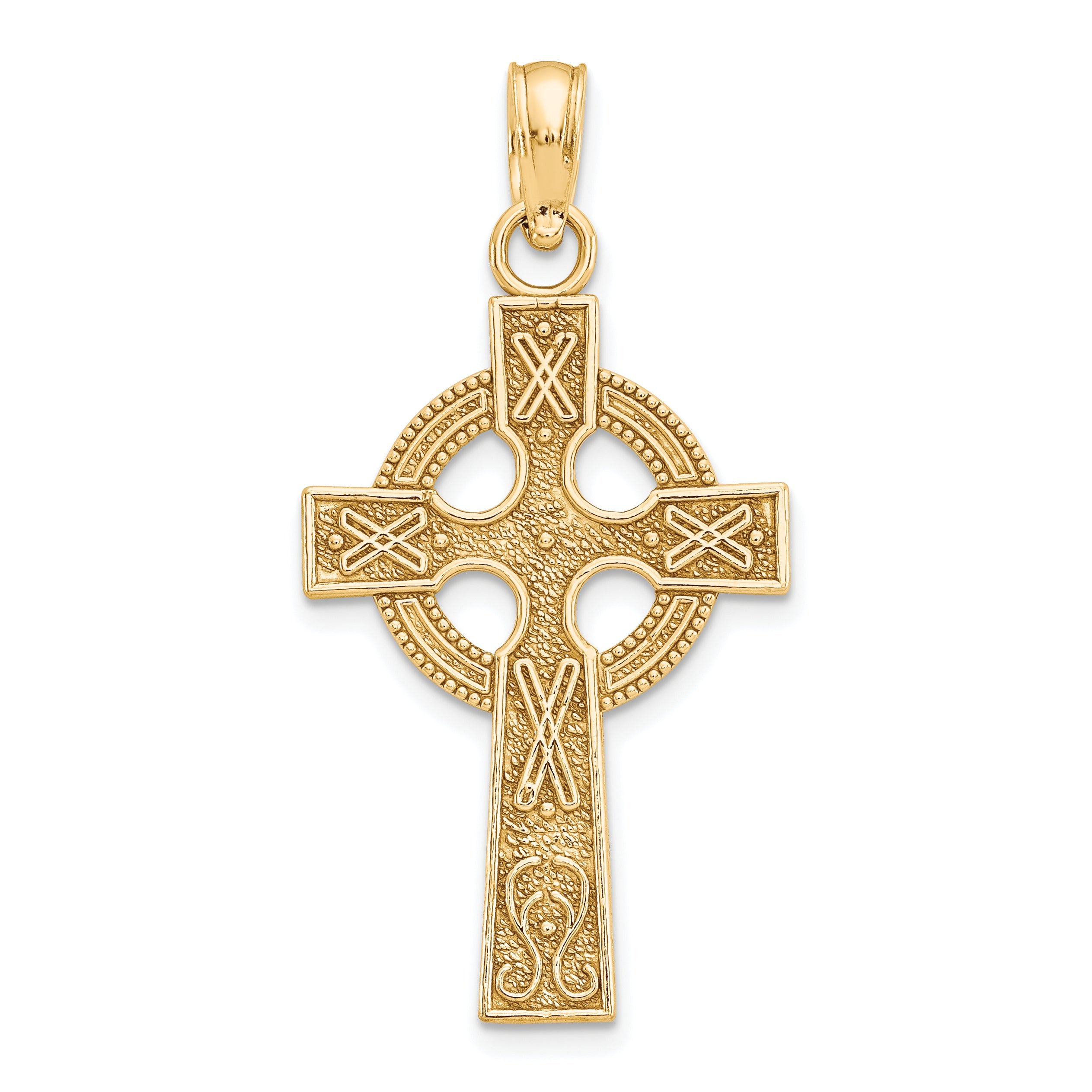 10K Yellow Gold Celtic Cross W/Eternity Circle Pendant