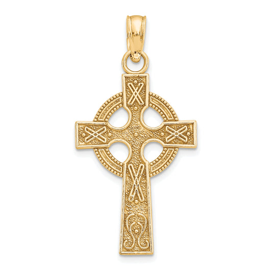 10K Yellow Gold Celtic Cross W/Eternity Circle Pendant