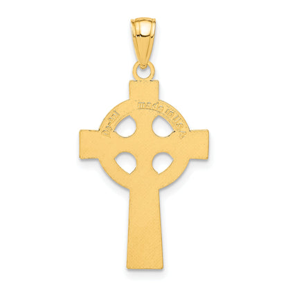 10K Yellow Gold Celtic Cross W/Eternity Circle Pendant