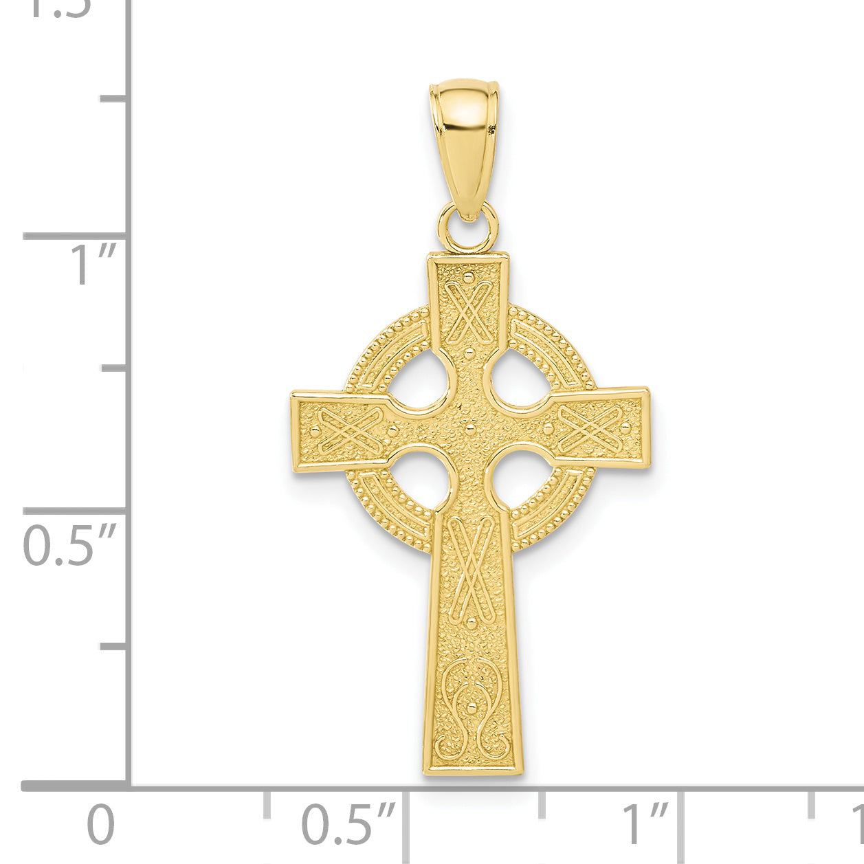 10K Yellow Gold Celtic Cross W/Eternity Circle Pendant