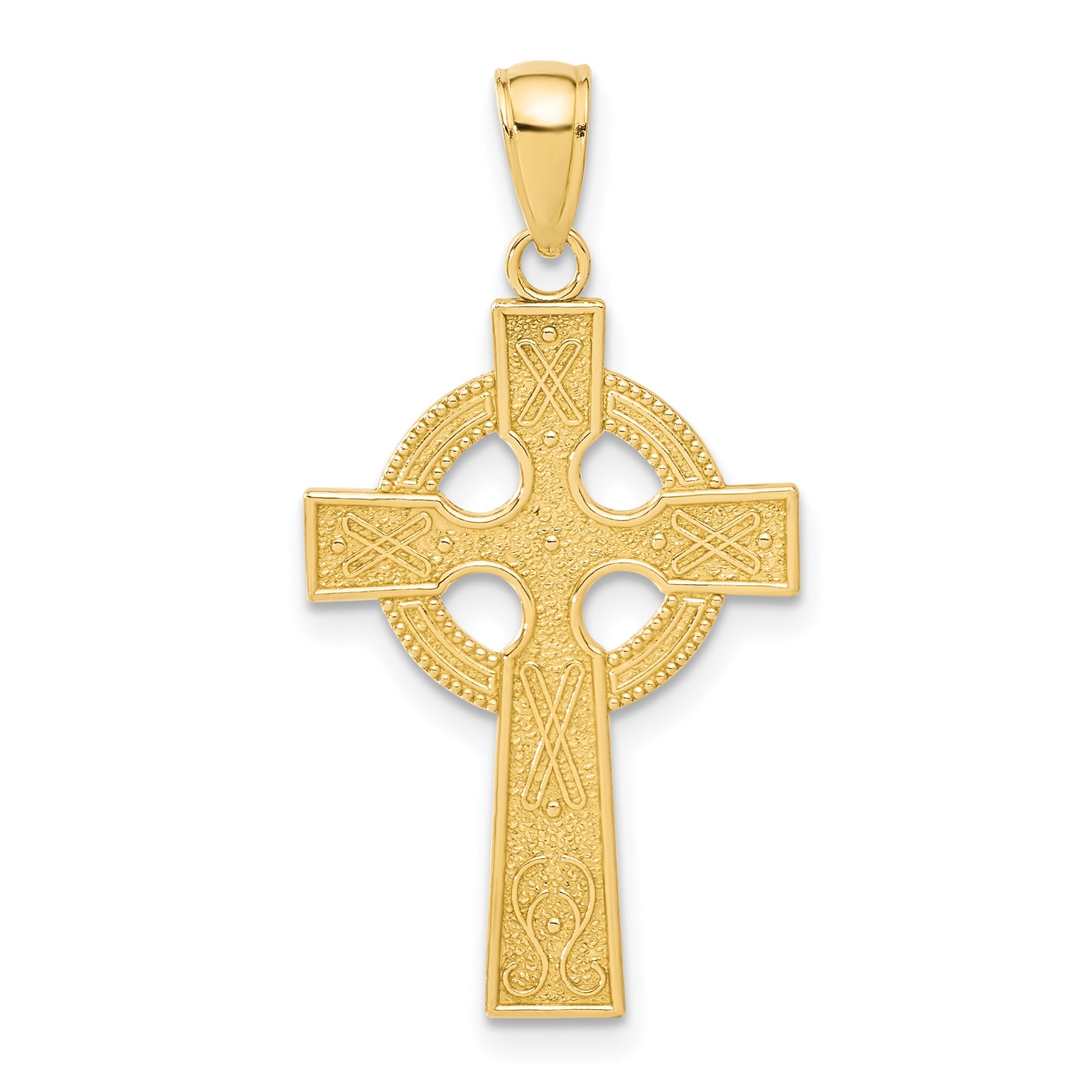 10K Yellow Gold Celtic Cross W/Eternity Circle Pendant