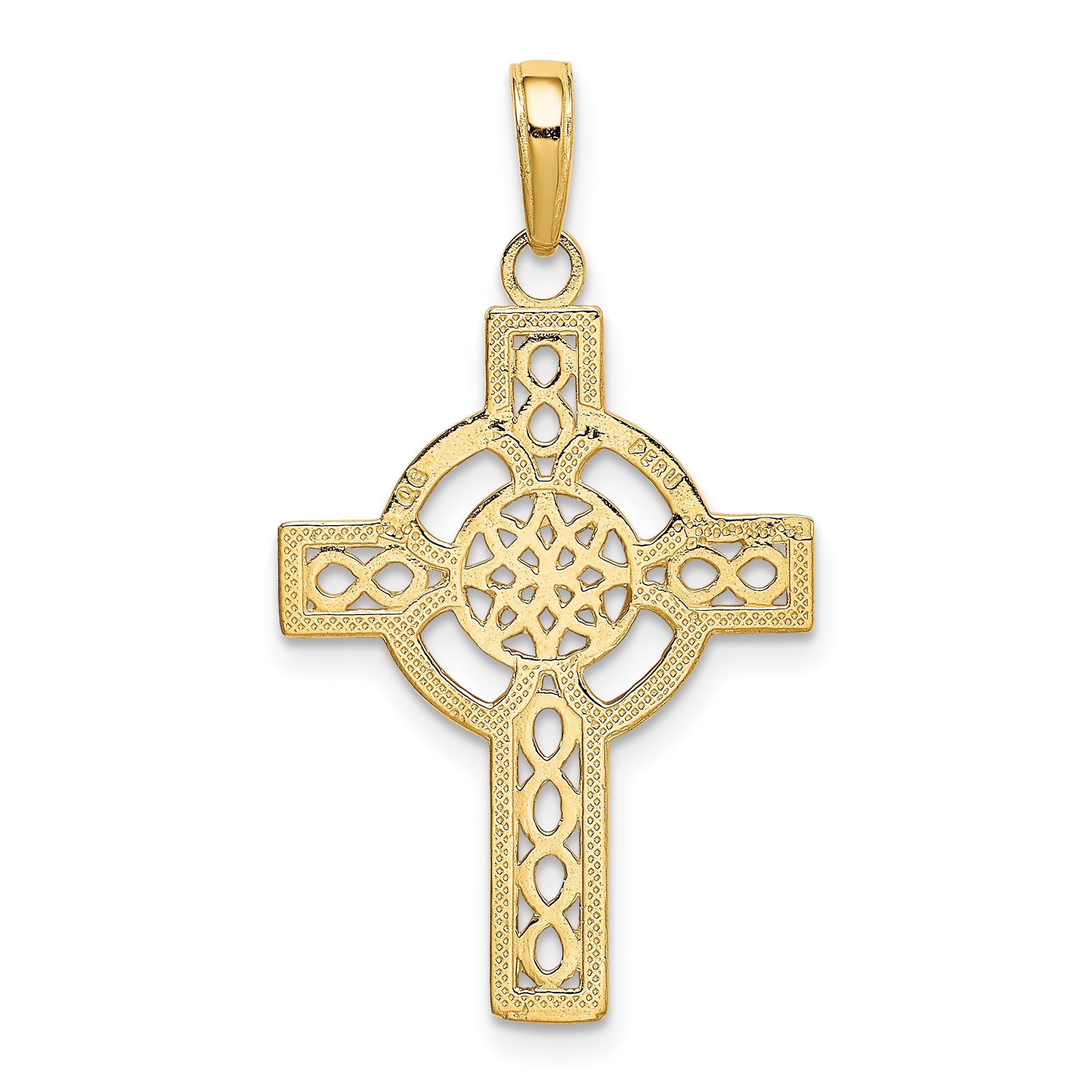 10K Yellow Gold 10K Diamond-Cut Celtic Cross Pendant