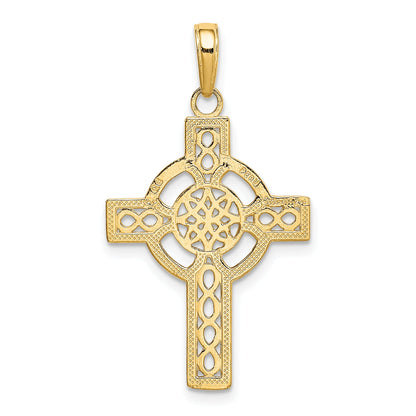10K Yellow Gold 10K Diamond-Cut Celtic Cross Pendant