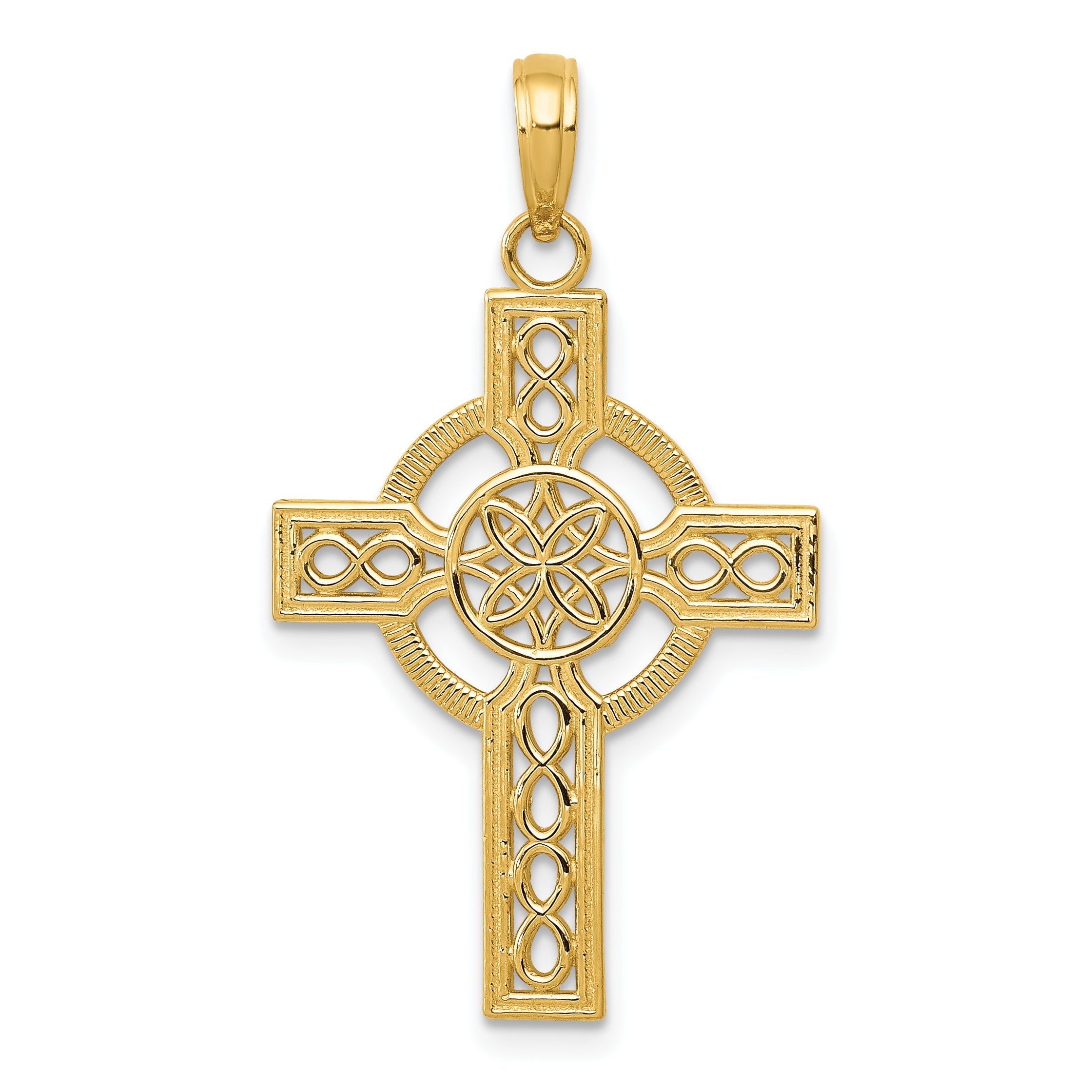 10K Yellow Gold 10K Diamond-Cut Celtic Cross Pendant