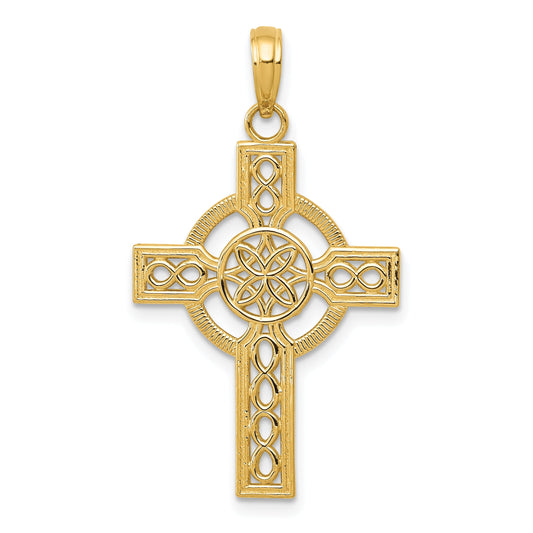 10K Yellow Gold 10K Diamond-Cut Celtic Cross Pendant