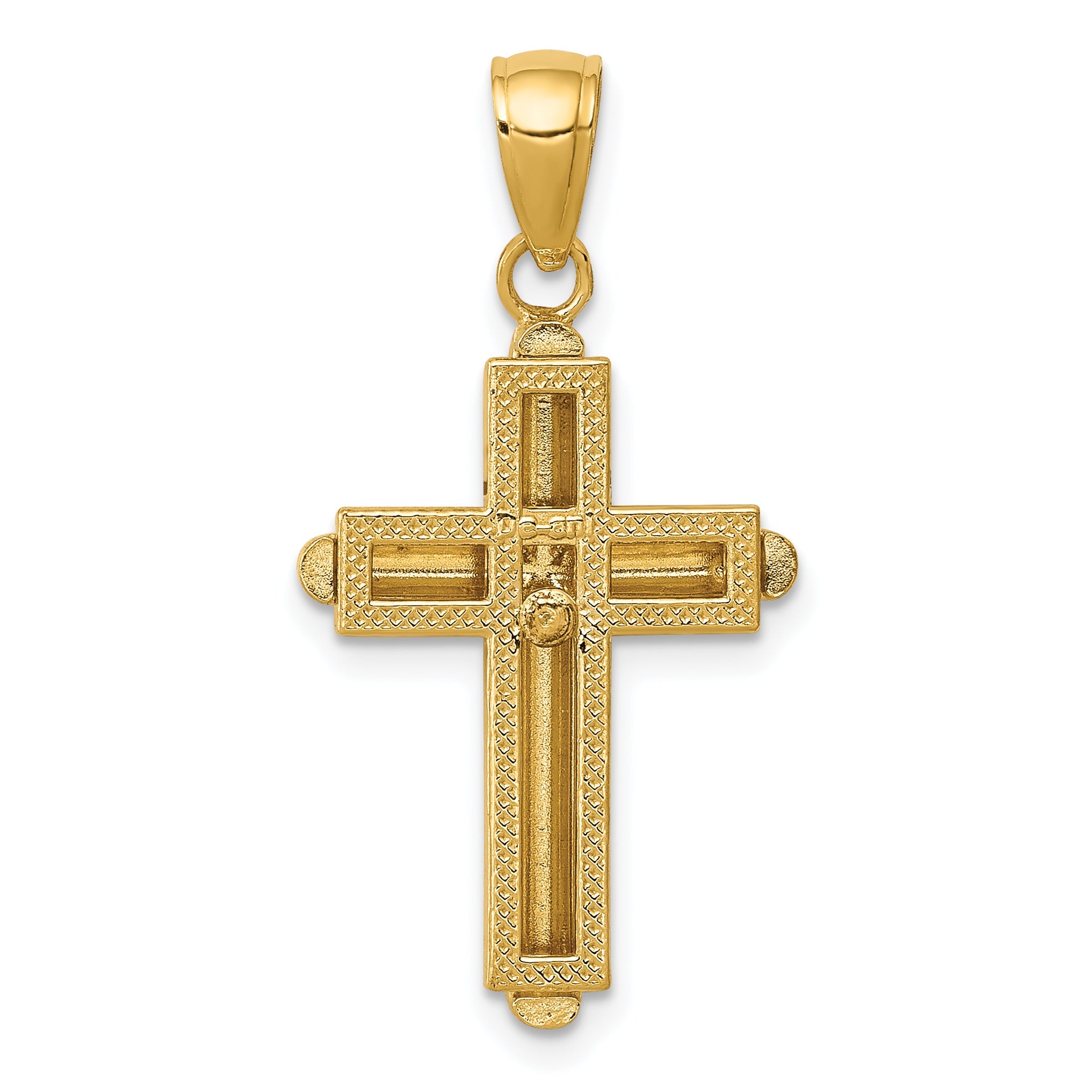10K Yellow Gold 10K Polished Beveled Stick Cross W/Frame Pendant