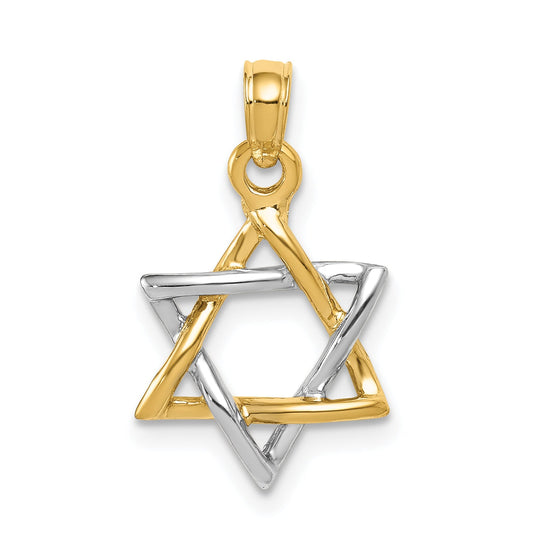 10K Two-Tone 10K Polished Star Of David Pendant