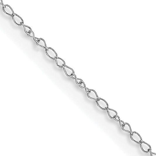 18 Inch 10K White Gold .42mm Carded Curb Chain Necklace