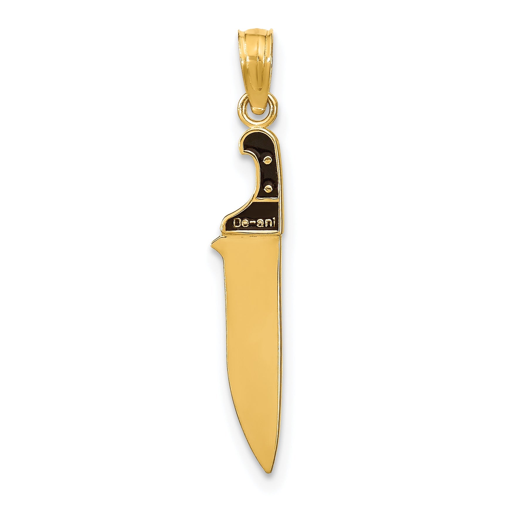 10K Yellow Gold 10K W/ Black Enamel 3-D Butcher Knife Charm