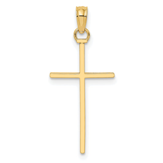 10K Yellow Gold Polished Cross Pendant