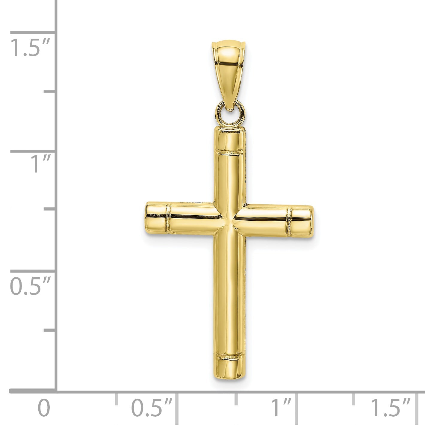 10K Yellow Gold Tubular Cross Pendant