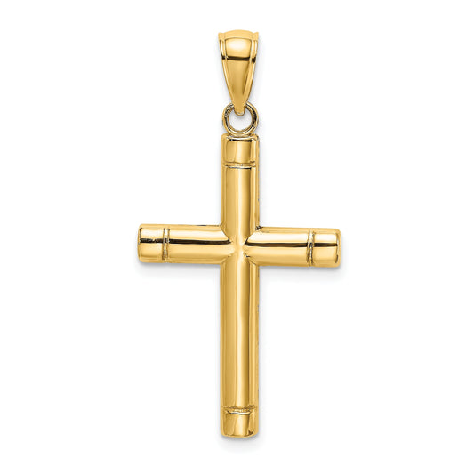 10K Yellow Gold Tubular Cross Pendant