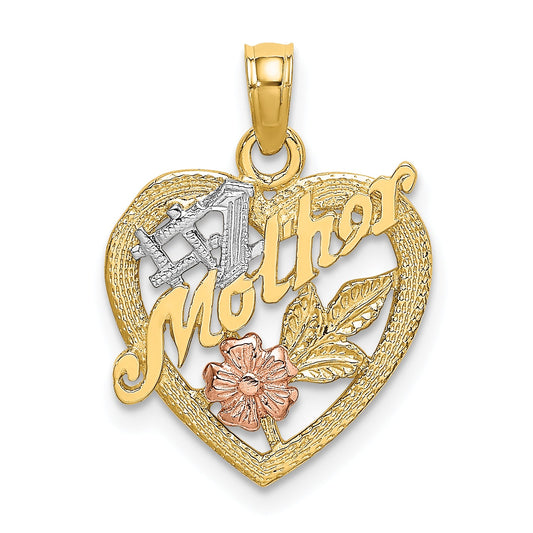 10K Two-Tone 10K W/White Rhodium #1 Mother Heart Charm