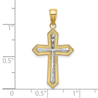 10K Yellow W/Rhodium 10K W/ Rhodium D/C Cross Pendant