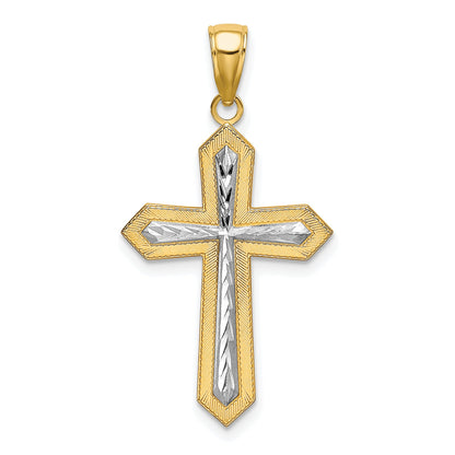 10K Yellow W/Rhodium 10K W/ Rhodium D/C Cross Pendant