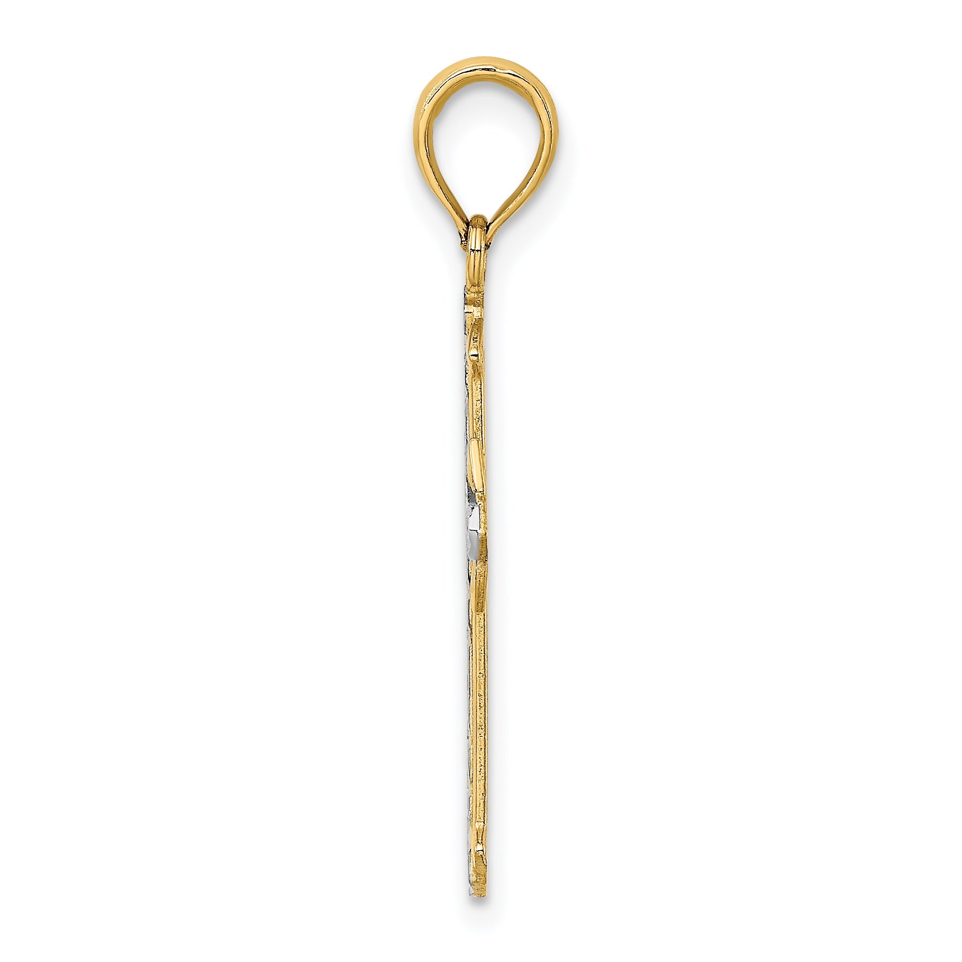 10K Yellow W/Rhodium 10K W/ Rhodium D/C Cross Pendant