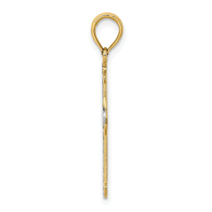 10K Yellow W/Rhodium 10K W/ Rhodium D/C Cross Pendant