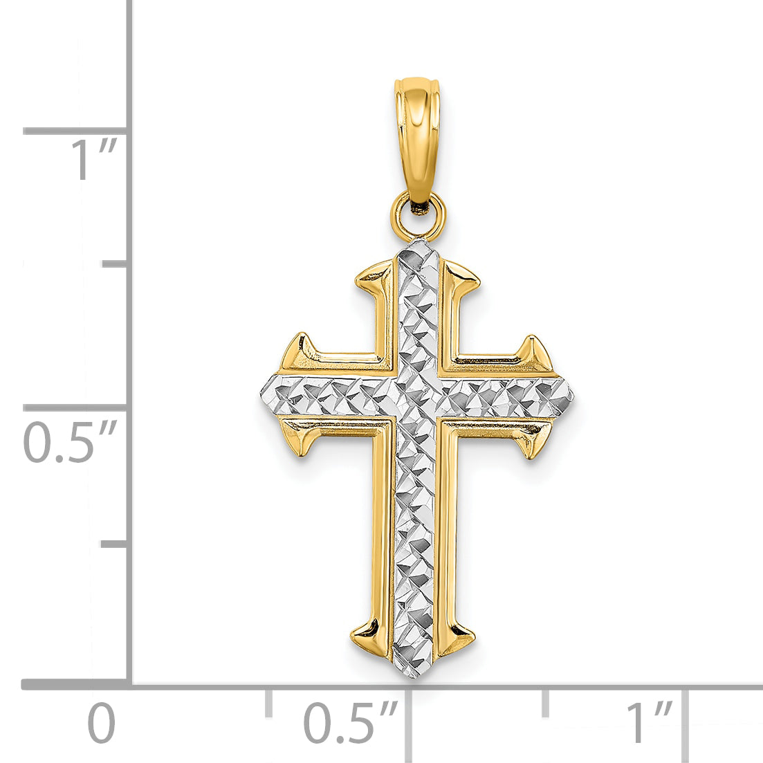 10K Yellow W/Rhodium 10K W/ Rhodium D/C Cross Pendant