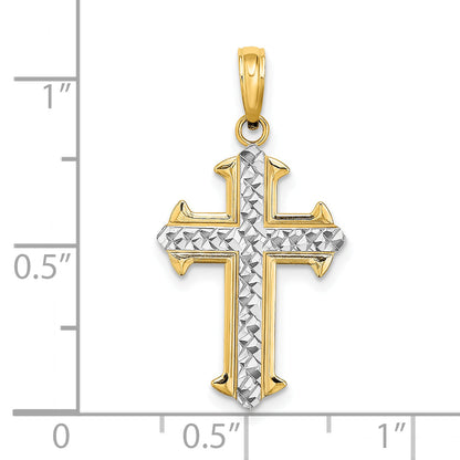 10K Yellow W/Rhodium 10K W/ Rhodium D/C Cross Pendant