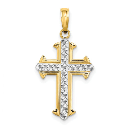10K Yellow W/Rhodium 10K W/ Rhodium D/C Cross Pendant