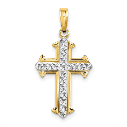 10K Yellow W/Rhodium 10K W/ Rhodium D/C Cross Pendant