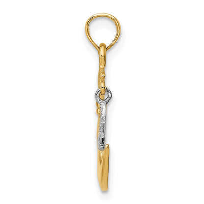 10K Two-Tone 10K Two-Tone Open-Backed Half Moon And Star Pendant