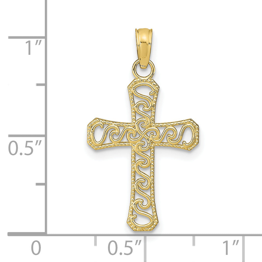 10K Yellow Gold Fancy Cross Pendant