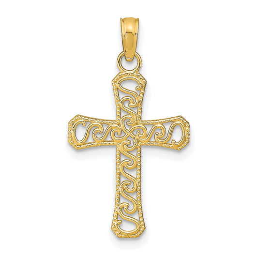 10K Yellow Gold Fancy Cross Pendant