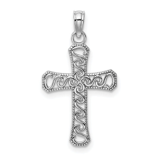10K White Gold Fancy Cross Pendant
