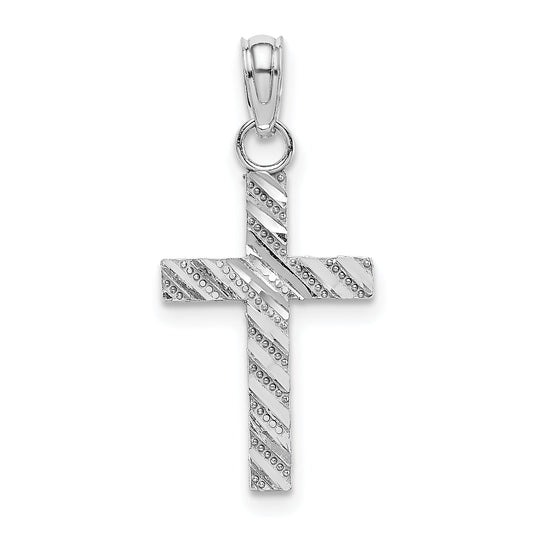 10K White Gold D/C Cross Pendant