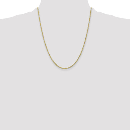 22 Inch 10K Yellow Gold 1.7mm Singapore Chain Necklace