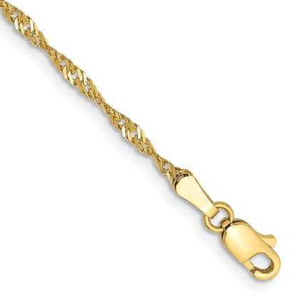 9 Inch 10K 1.7mm Singapore Chain Bracelet
