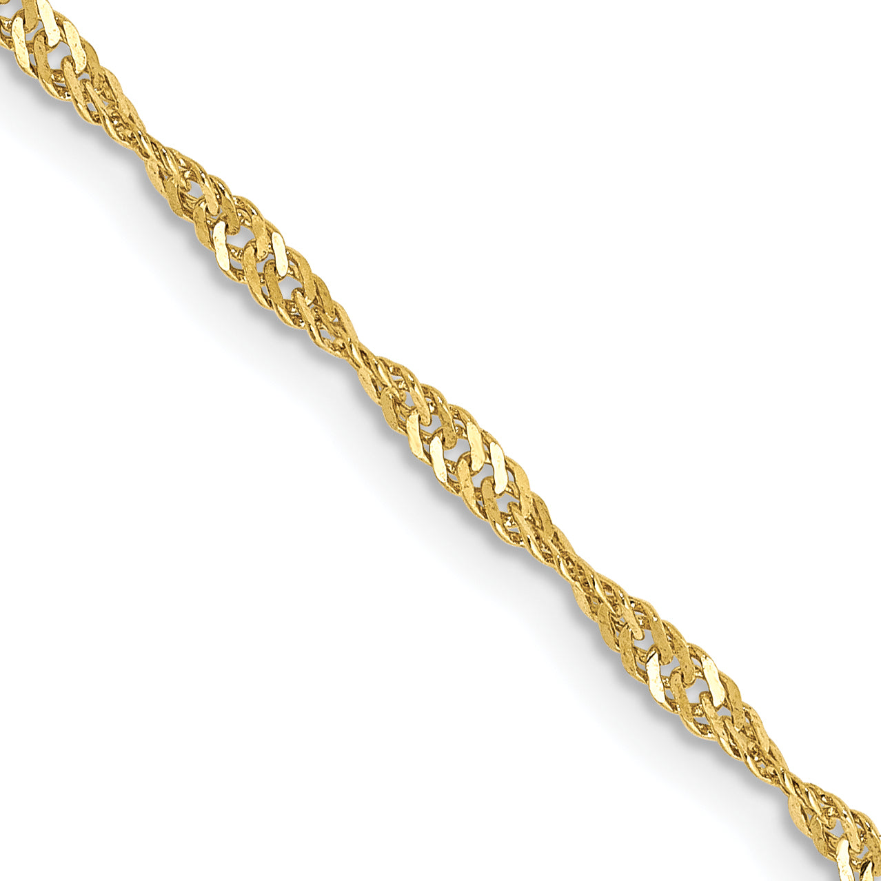 22 Inch 10K Yellow Gold 1.7mm Singapore Chain Necklace
