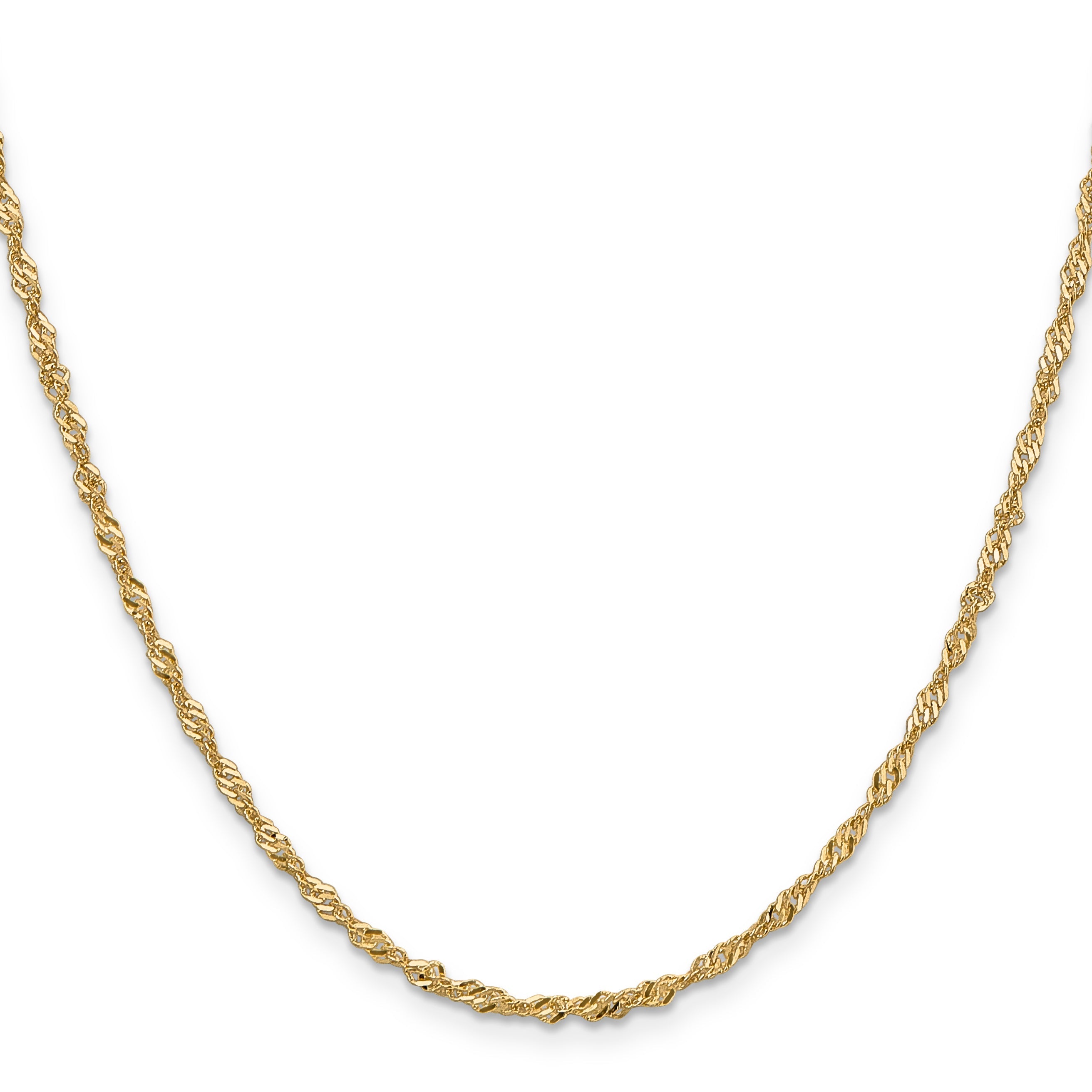 2 Inch 10K Yellow Gold 2mm Singapore Chain Necklace
