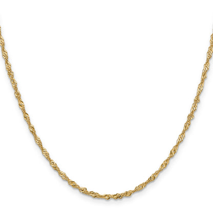 24 Inch 10K Yellow Gold 2mm Singapore Chain Necklace