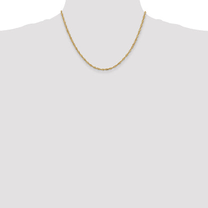 16 Inch 10K Yellow Gold 2mm Singapore Chain Necklace