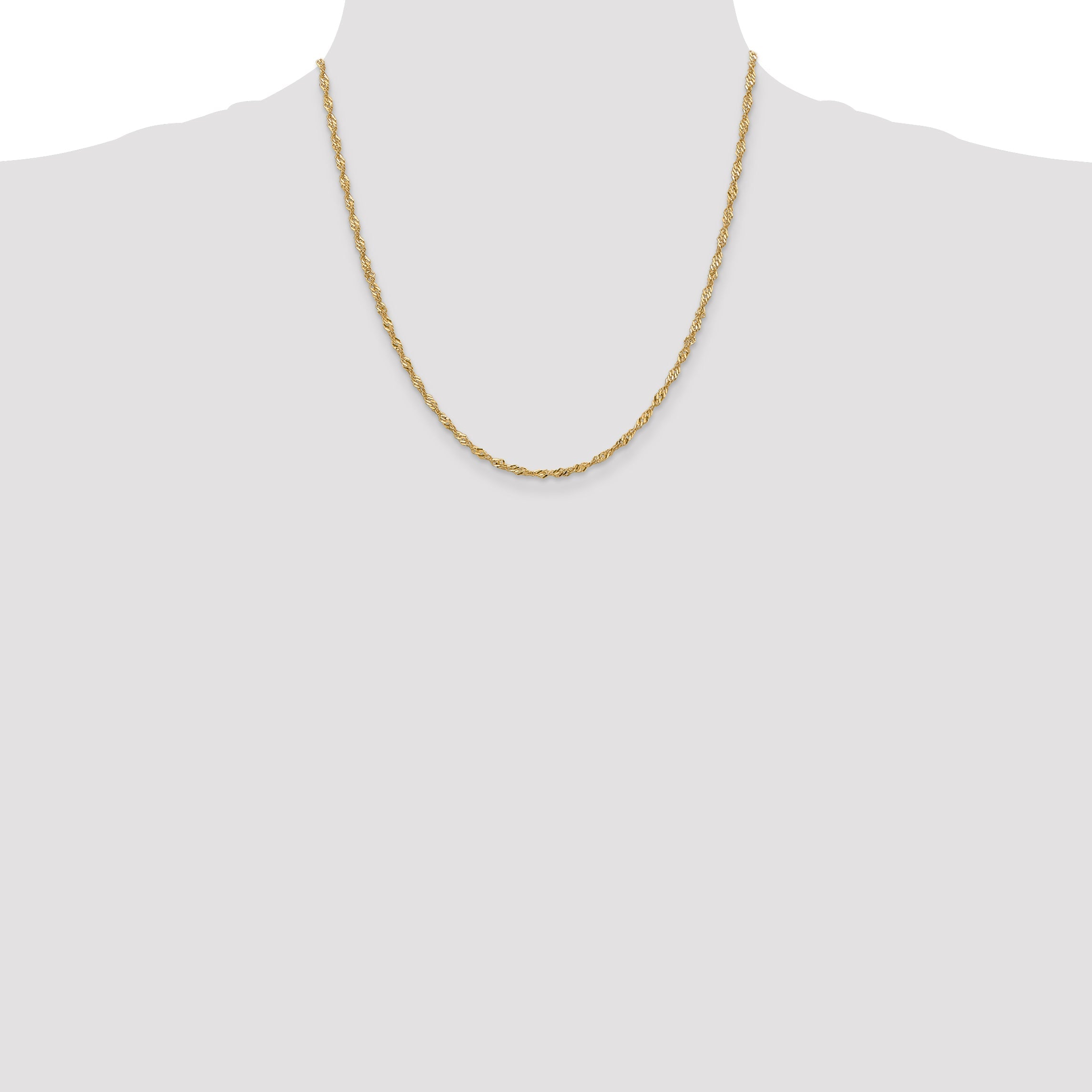 2 Inch 10K Yellow Gold 2mm Singapore Chain Necklace