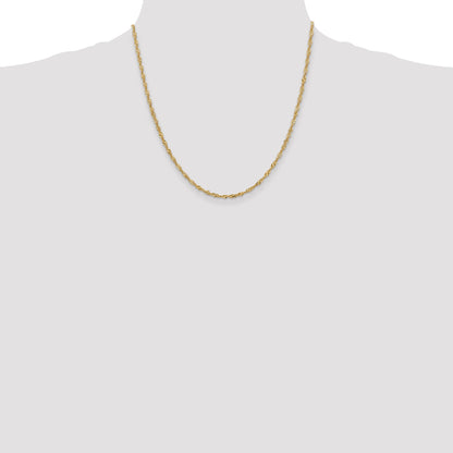 2 Inch 10K Yellow Gold 2mm Singapore Chain Necklace