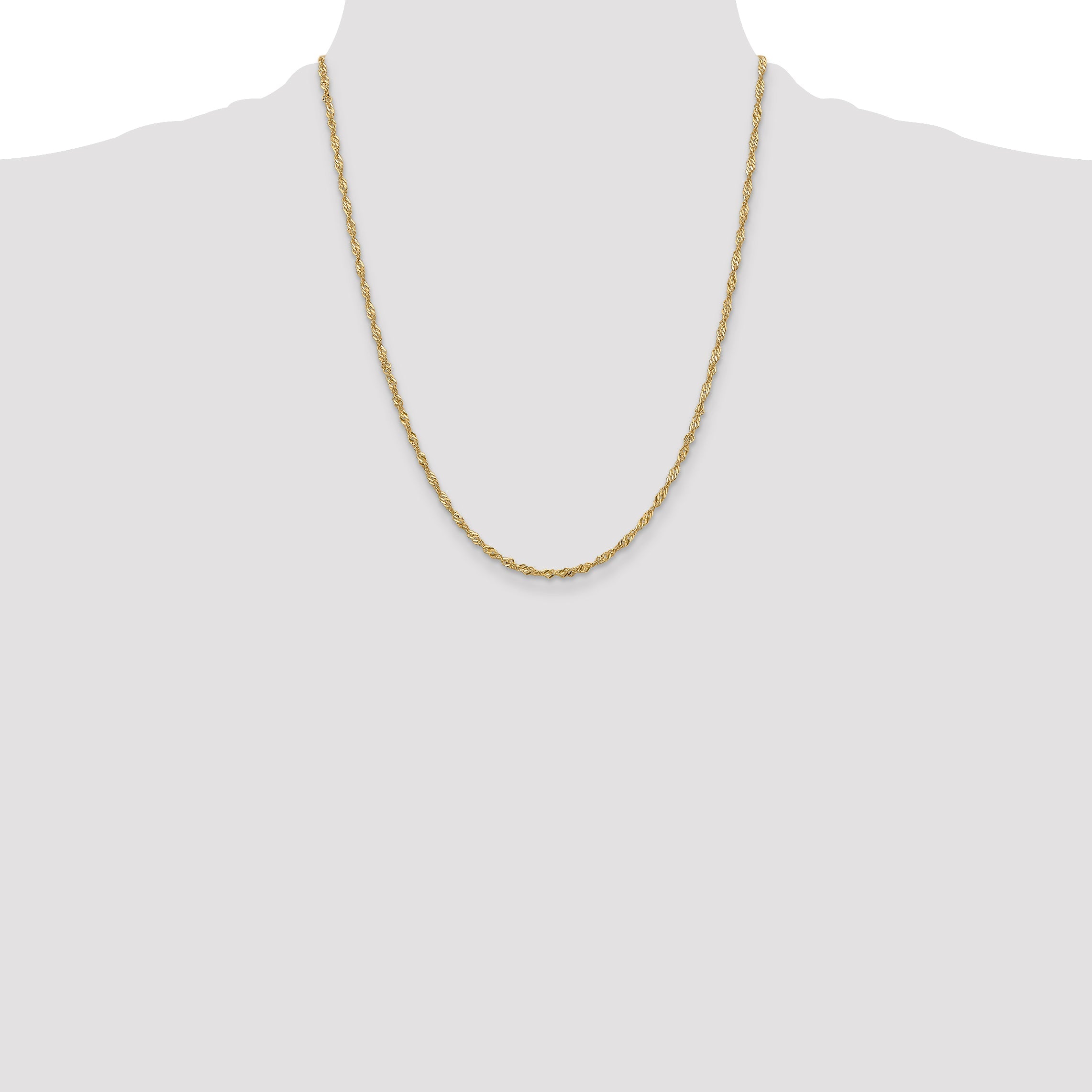 22 Inch 10K Yellow Gold 2mm Singapore Chain Necklace