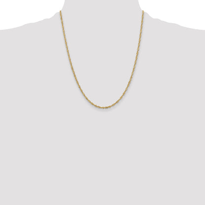 22 Inch 10K Yellow Gold 2mm Singapore Chain Necklace
