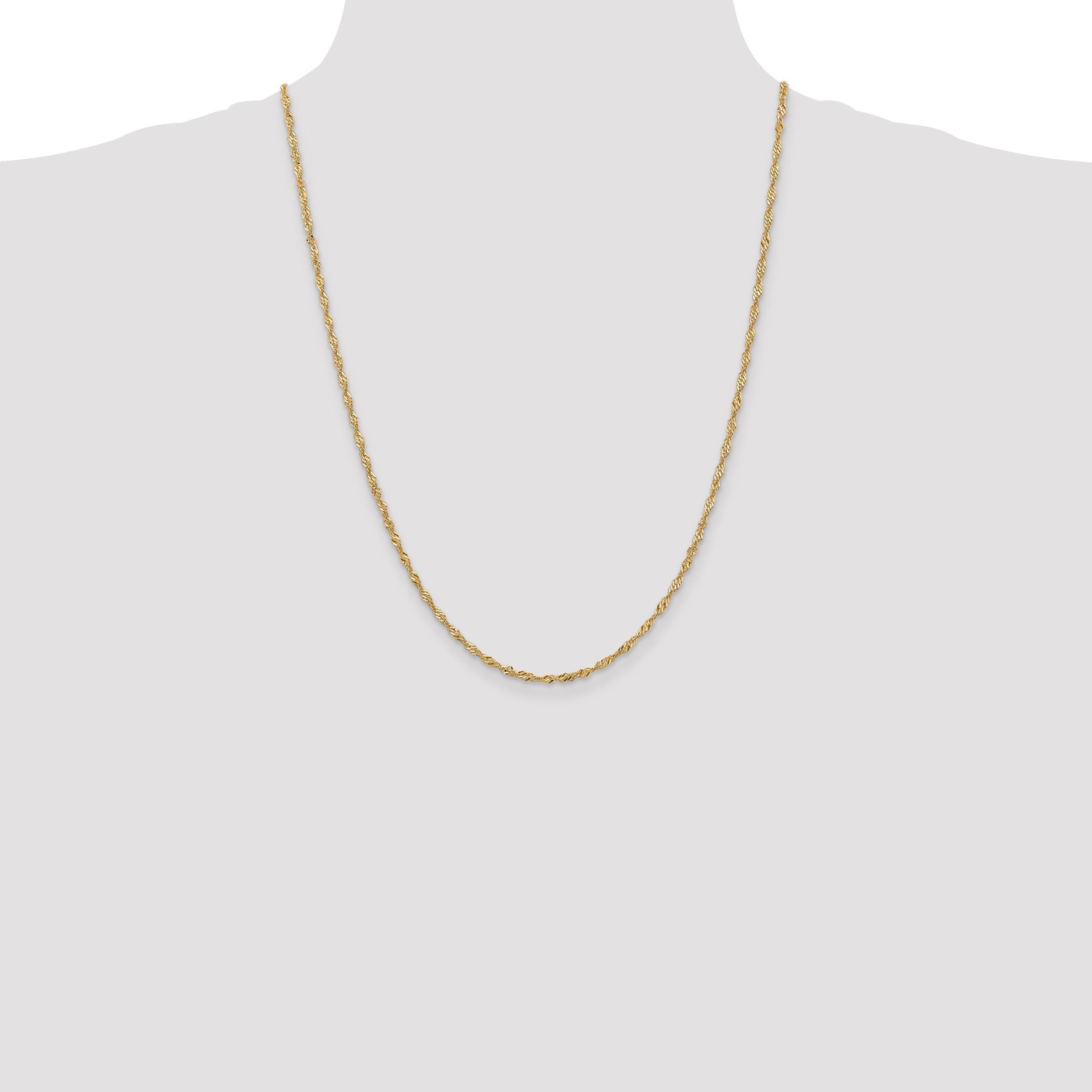 24 Inch 10K Yellow Gold 2mm Singapore Chain Necklace