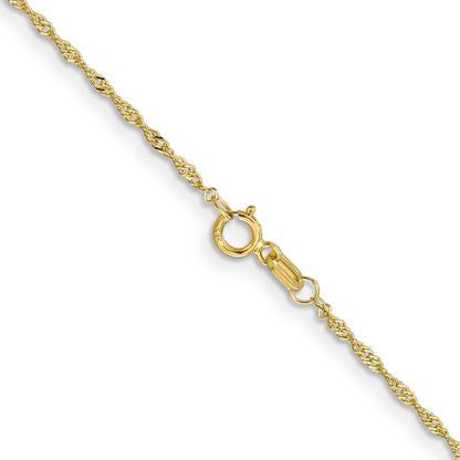 22 Inch 10K Yellow Gold 1.1mm Singapore Chain Necklace