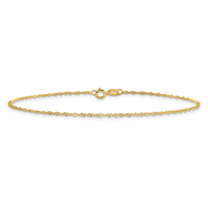 9 Inch 10K 1.1mm Singapore Chain Anklet
