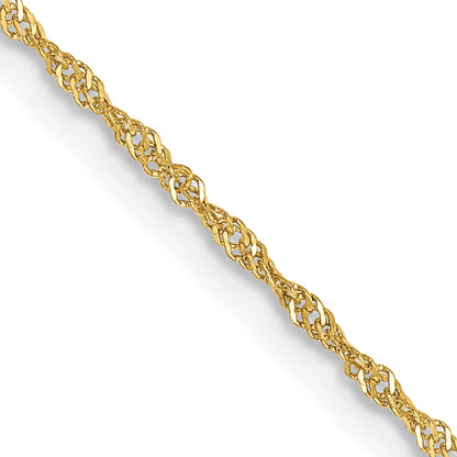 22 Inch 10K Yellow Gold 1.1mm Singapore Chain Necklace