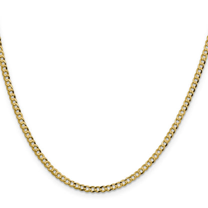 18 Inch 10K Yellow Gold 10K 3.1mm Lightweight Flat Cuban Chain Necklace