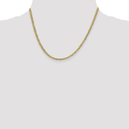 18 Inch 10K Yellow Gold 10K 3.1mm Lightweight Flat Cuban Chain Necklace